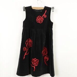 Hanna Andersson Kids Velvet Embroidered Dress size 120 = US 6 / 7